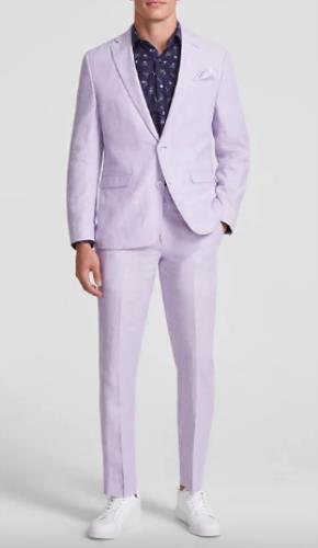Bar III Men's Lavender Slim Linen 2 Piece Suit Jacket 44 S Pant 38 X 34 NEW