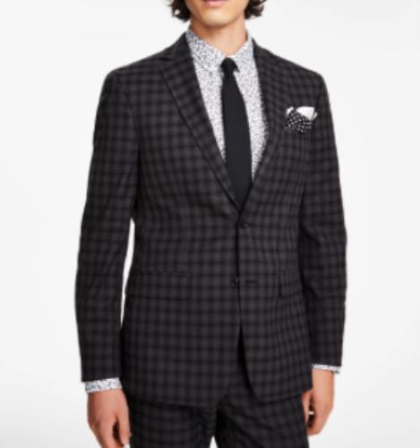 Bar III Men's Slim Check Brown Sport Coat 38 R NEW $425 THTO1CJZ0081