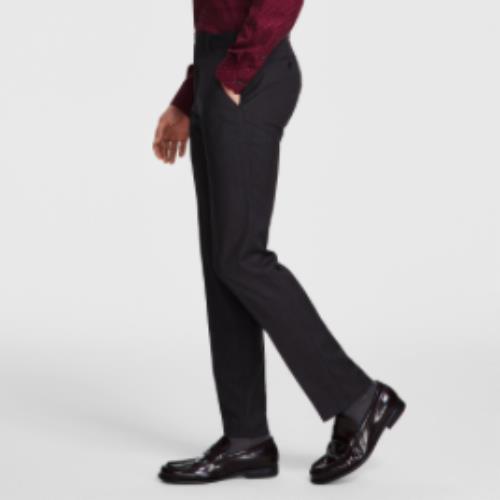 Alfani Mens Slim Fit Grey Burgundy Plaid Pants 32 X 34 NEW $135 MKXEPQ3Z0181