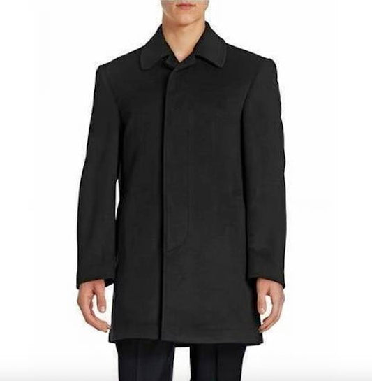 Lauren Ralph Lauren Men Black Classic fit Overcoat 42 L NEW $350 JEAKO2WT0100