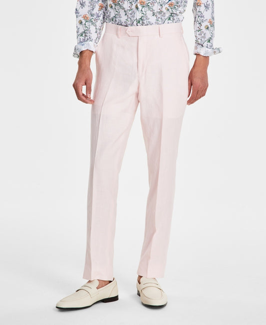 Bar III Men's Slim Pink Stretch Linen Suit Pants 33 X 32 NEW $136 MLCOPC1Y0071