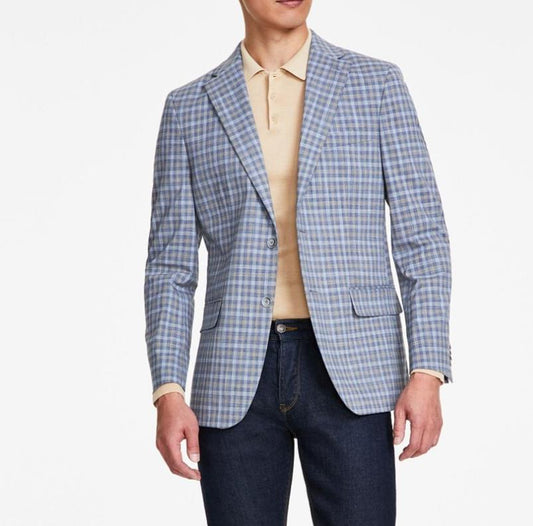 Tommy Hilfiger Mens Modern Fit Blue Check Sport Coat 48 R NEW $295 CNRA1ATG0739
