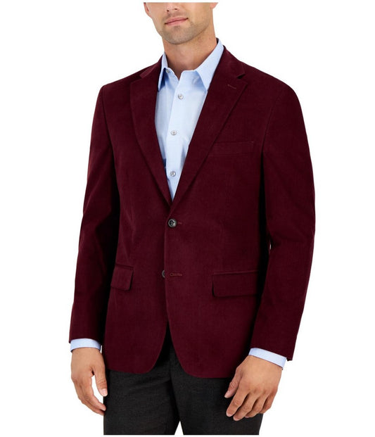 Tommy Hilfiger Men's Burgundy Corduroy Sport Coat 42 S NEW $295 CNRA1AUA8054