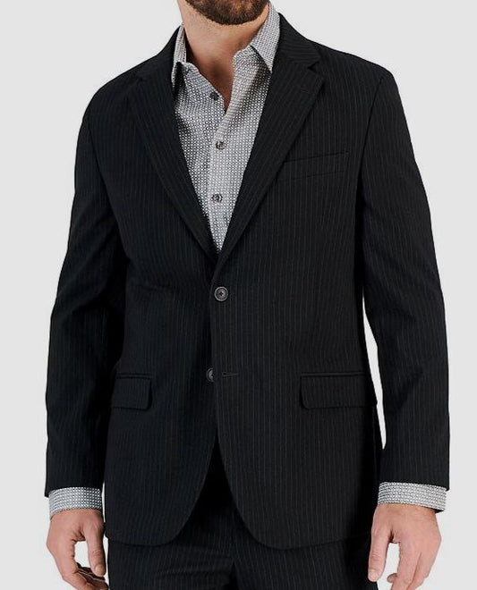 NAUTICA Men's Modern-Fit Stretch Black Stripe Suit Jacket 40 R NEW $395 NF2020