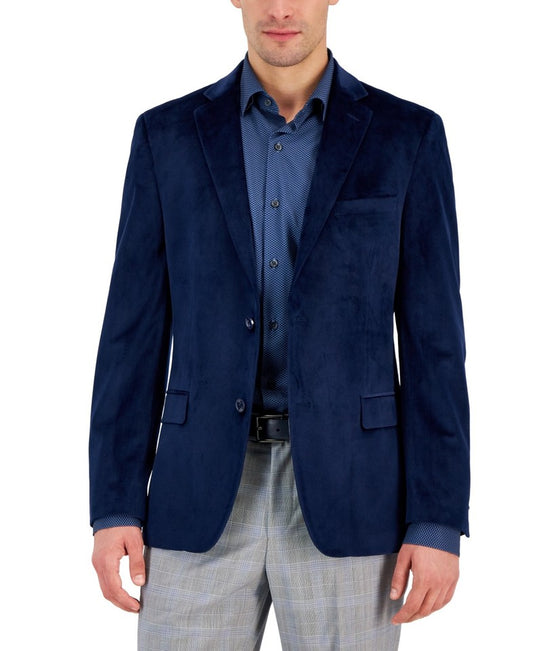 Alfani Mens Slim-Fit Velvet Navy Jacket Sport Coat 36 R NEW TSAA1QSY0001