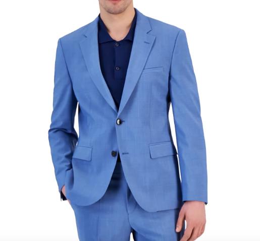 Hugo Boss Men Karl232X Blue Modern-Fit Wool Blend Suit Jacket 38 S NEW $495