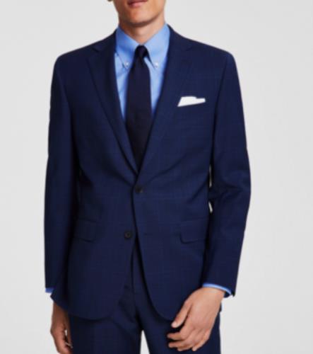 B Brooks Brothers Mens Navy Plaid Classic fit Suit Jacket 38 R New 100206361