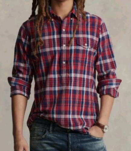 Polo Ralph Lauren Men's Classic Fit Madras Popover Shirt S NEW  $148
