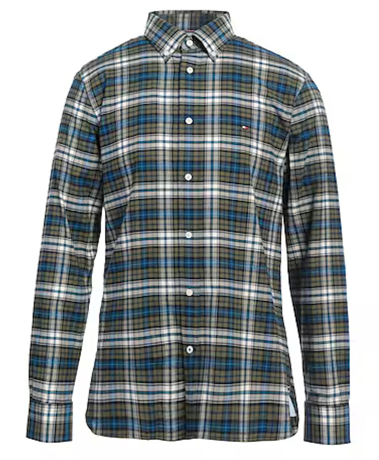 Tommy Hilfiger Men's Green Regular-Fit Brushed Plaid Shirt S NEW 78JA086 301