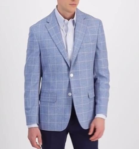 Tommy Hilfiger Men's Modern Fit Windowpane Blue Sport Coat 40 S NEW $375
