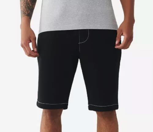 True Religion Men's Black Regular Big T Jogger Shorts XL NEW $99 107136