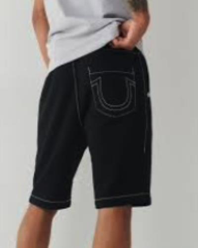 True Religion Men's Black Regular Big T Jogger Shorts XL NEW $99 107136
