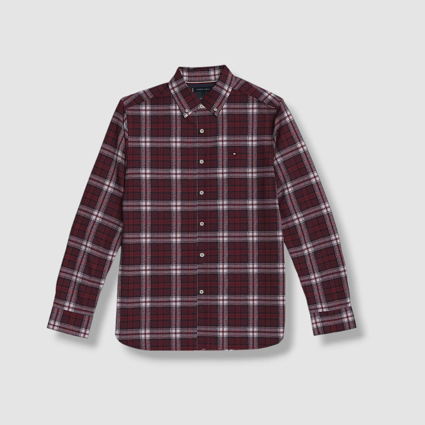 Tommy Hilfiger Men's Red Brushed Plaid Button-Down Shirt Size S 78JA086 601