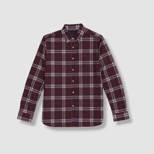 Tommy Hilfiger Men's Red Brushed Plaid Button-Down Shirt Size XL 78JA086 601