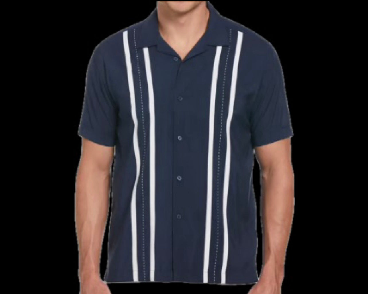 Cubavera Mens Blue Classic Fit Camp Shirt L NEW $90 CUWSB014DS