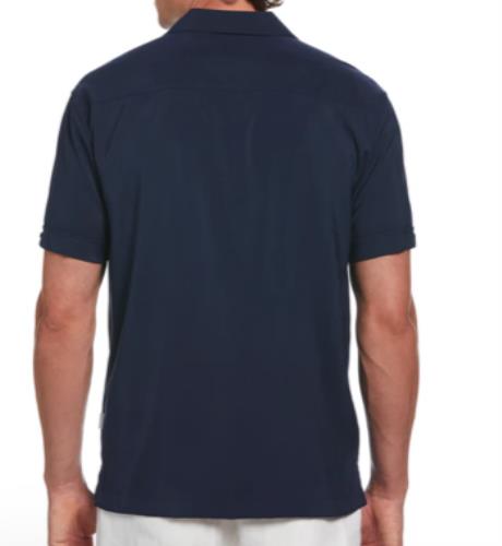 Cubavera Mens Blue Classic Fit Camp Shirt L NEW $90 CUWSB014DS