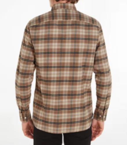 Tommy Hilfiger Men's Khaki Regular-Fit Brushed Plaid Shirt S NEW 78JA086 260