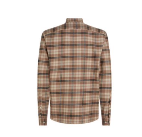 Tommy Hilfiger Men's Khaki Regular-Fit Brushed Plaid Shirt S NEW 78JA086 260