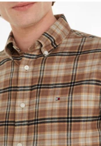 Tommy Hilfiger Men's Khaki Regular-Fit Brushed Plaid Shirt XXL NEW 78JA086 260
