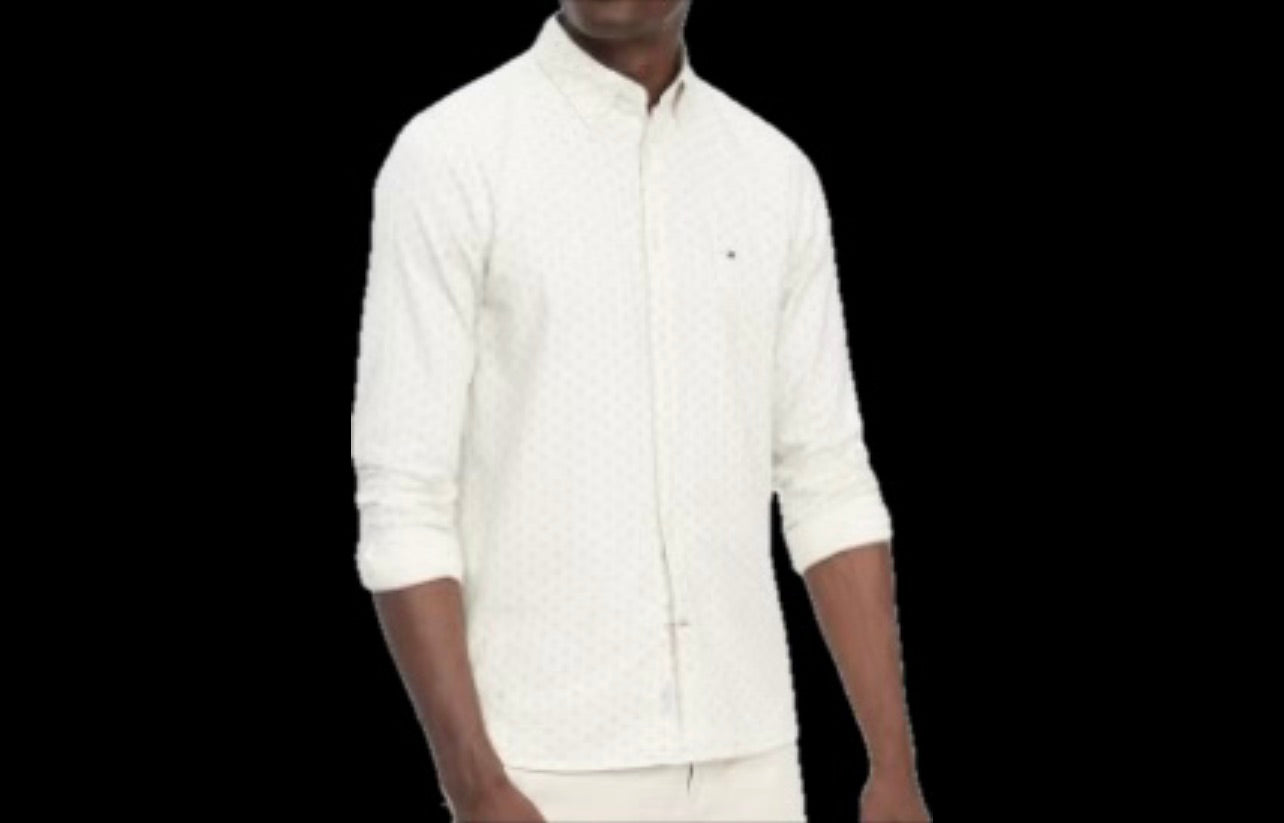 Tommy Hilfiger Men's Flex Slim Brushed Twill Printed Shirt S NEW MW33306 971