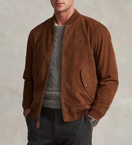 Polo Ralph Lauren Men's Brown Suede Bomber Jacket XL 710847089001