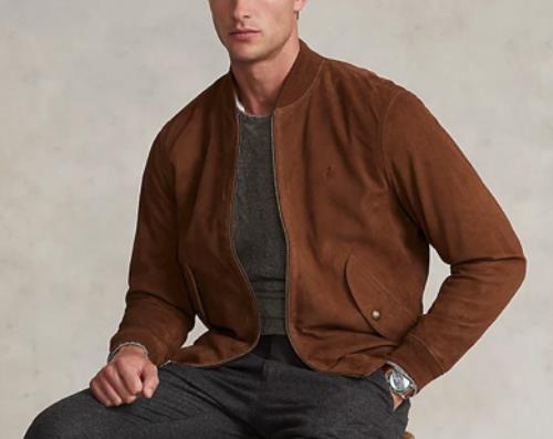 Polo Ralph Lauren Men's Brown Suede Bomber Jacket XL 710847089001
