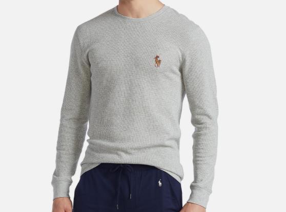 POLO RALPH LAUREN Men's Polo Riding Bear Waffle-Knit Thermal Sleep Shirt L $45