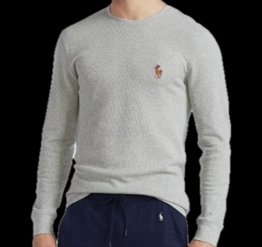 POLO RALPH LAUREN Men's Polo Riding Bear Waffle-Knit Thermal Sleep Shirt L $45