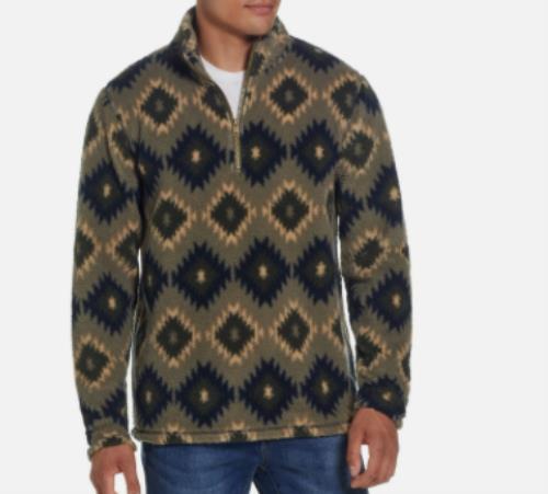 Weatherproof Men Southwest Printed Sherpa Fleece Sweater Jacket S $75 F2331193ME
