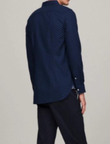 Tommy Hilfiger Men's Flex Slim Navy Printed Shirt M NEW MW33306 970