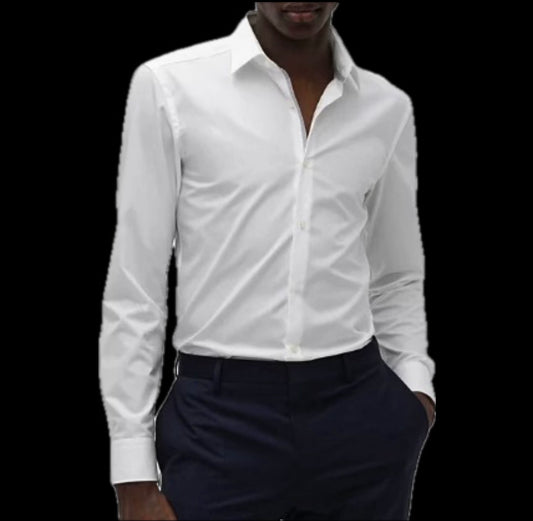Hugo Boss Men's Koey Slim Solid White Easy Iron Dress Shirt 17.5 $128   50489856