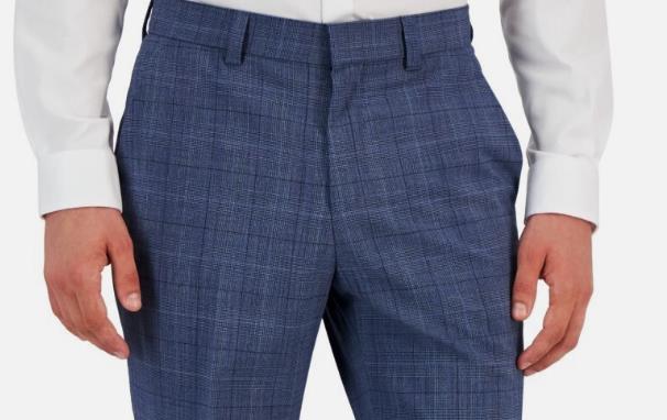 Hugo Boss Men's Modern-Fit Blue Plaid Wool Pants 34 X 32 NEW $198 TOM232X