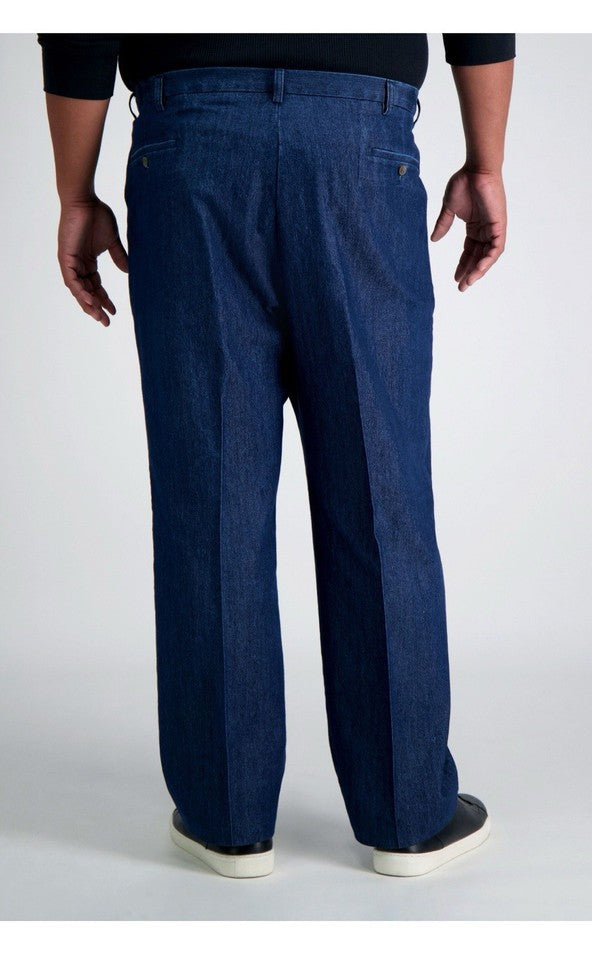 Haggar Mens BIG & Tall Pleated Classic Fit Denim Pants 46 X 29 NEW $80 HC90280