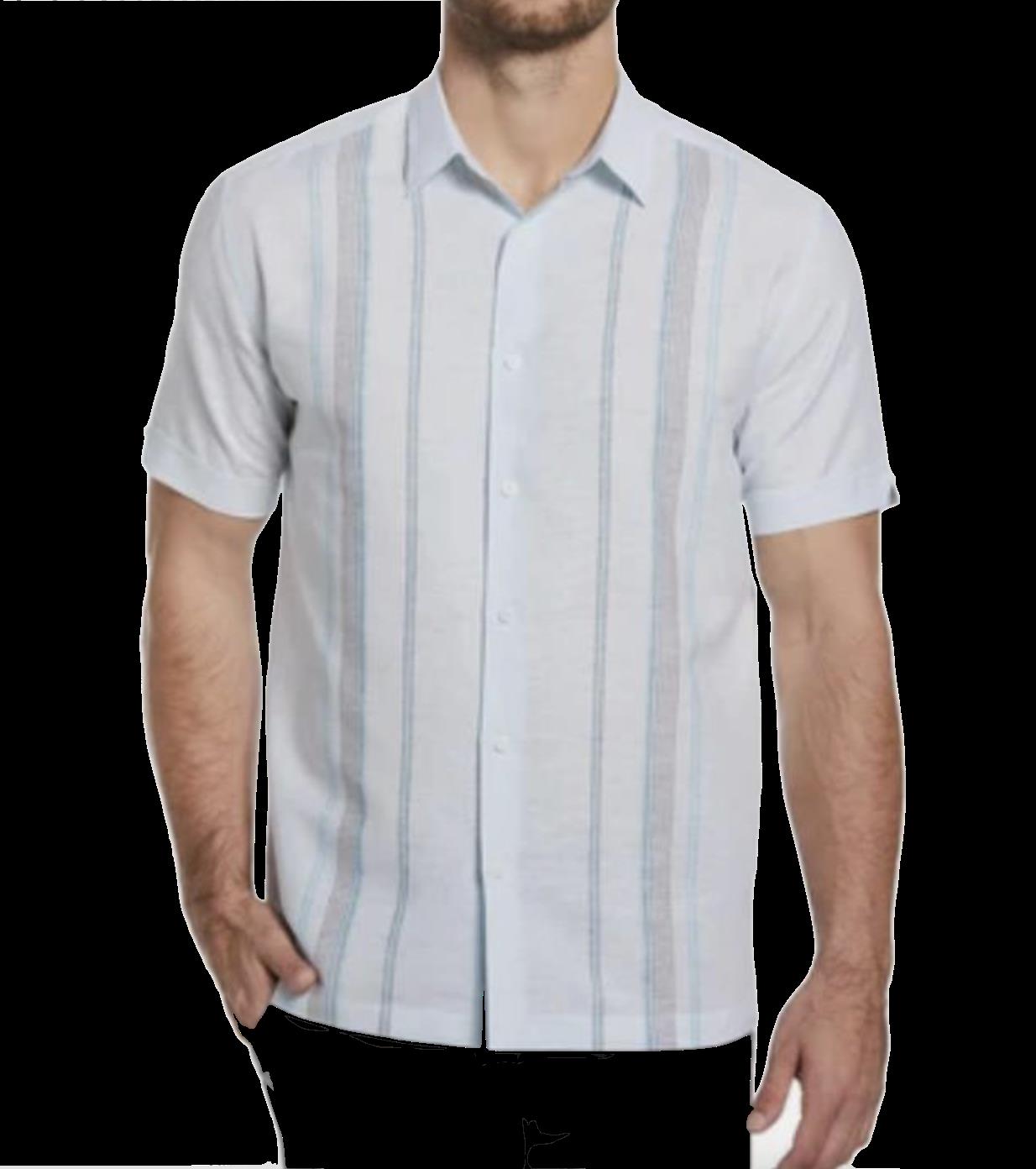 Cubavera Mens Linen Blend Blue LT Striped Button-Down Shirt S NEW $80 CUWFC026DS