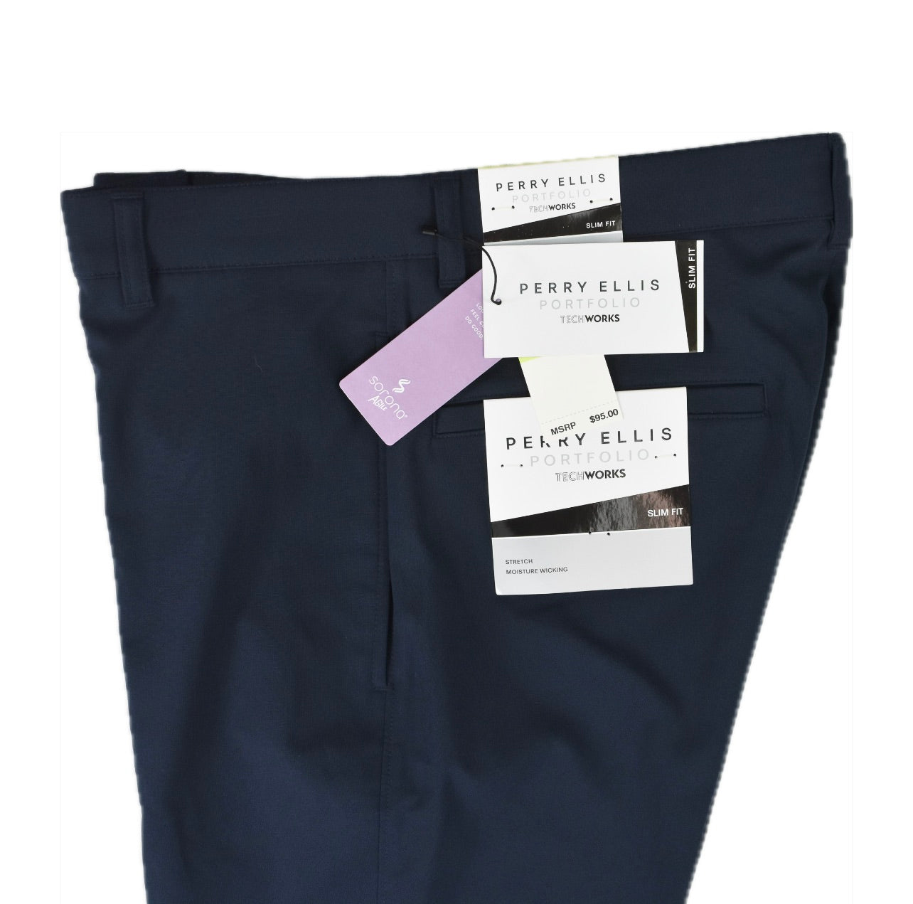Perry Ellis Portfolio Men Flat Front Slim-Fit Stretch Pants 30 X 30 $95 5RFB0142