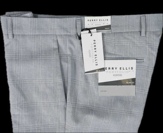 Perry Ellis Men's Slim Flat Front Dress Pants Size 34 X 32 $95 PTBSD025