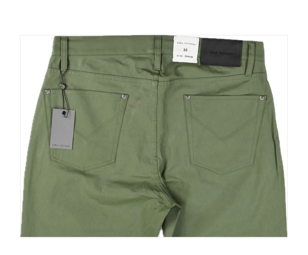 John Varvatos Men's Green Coated Regular Fit Jeans 32 NEW $498 J701Y2 CADA