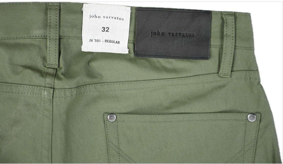 John Varvatos Men's Green Coated Regular Fit Jeans 32 NEW $498 J701Y2 CADA