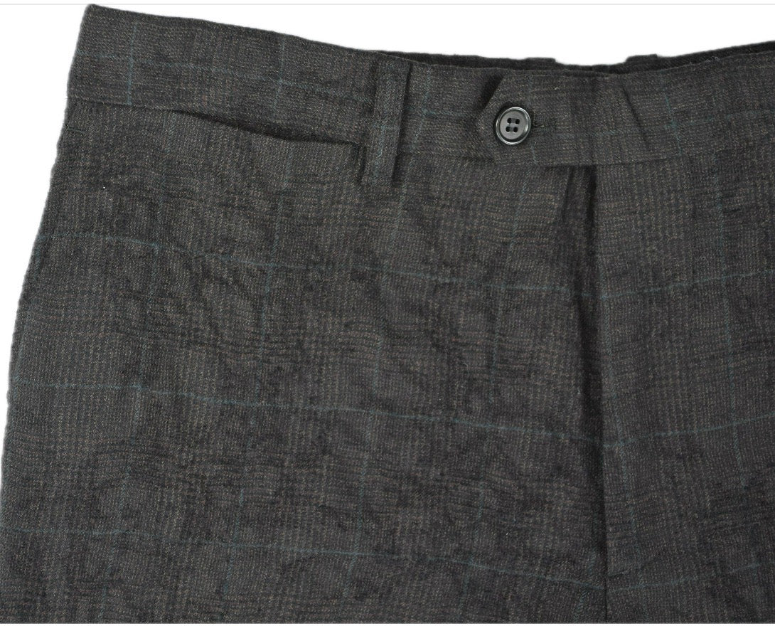 John Varvatos Men's Wool Slim Plaid Flocked Texture Motor City Pants 30 NEW $598