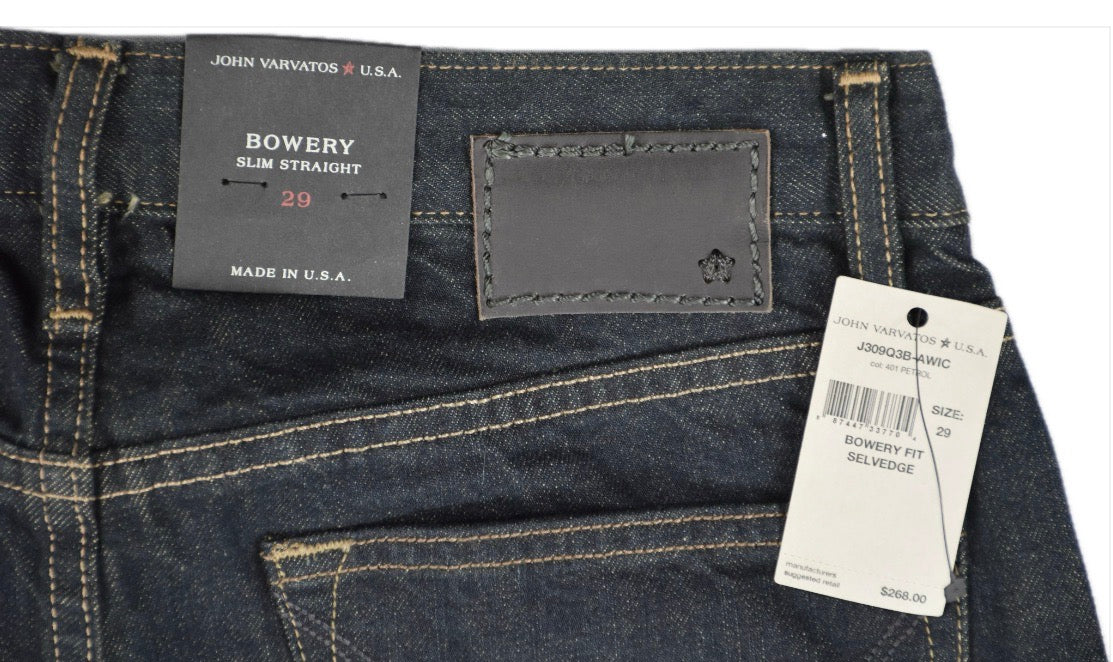 John Varvatos MADE USA Salvage Bowery Slim Straight Jeans 29 $268 J309Q3B-AWIC