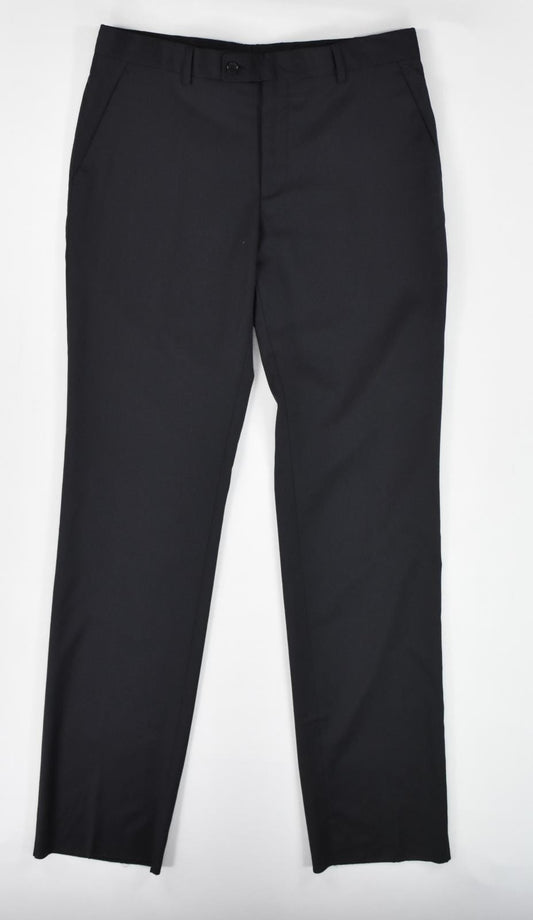 John Varvatos Men's Black Wool Flat Front Dress Pants 32 New Imperfect
