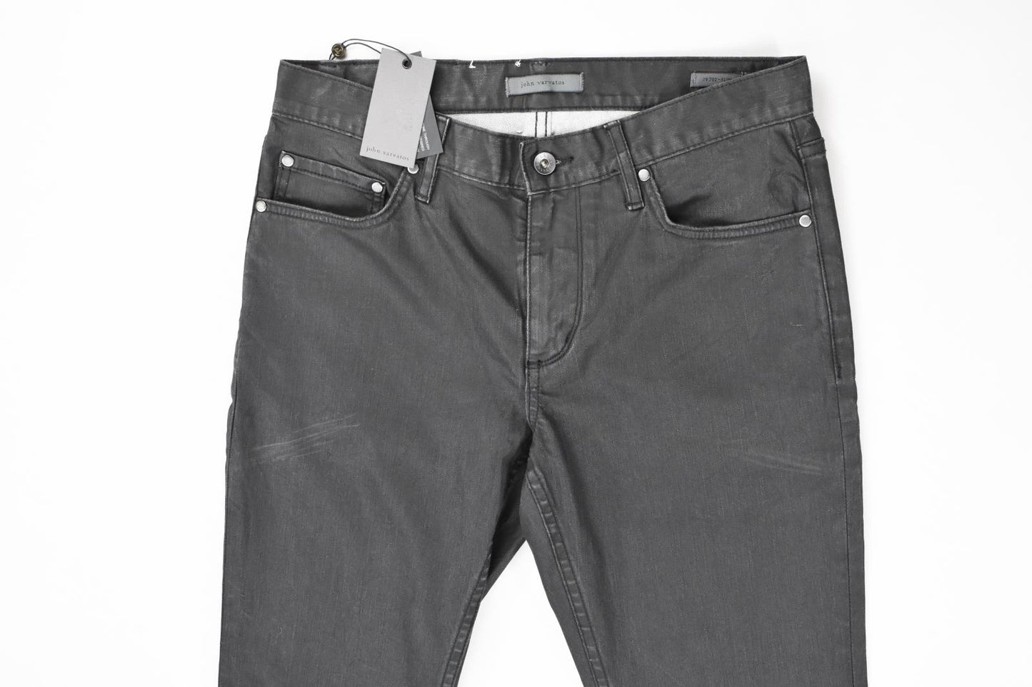 John Varvatos Mens Slim Coated Black Jeans 33   $368 J702Y1 -BZBA