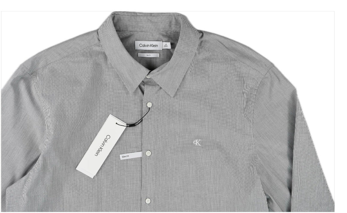 Calvin Klein Men's Slim-Fit Stretch Stripe Button-Down Shirt L $85  SP40588154