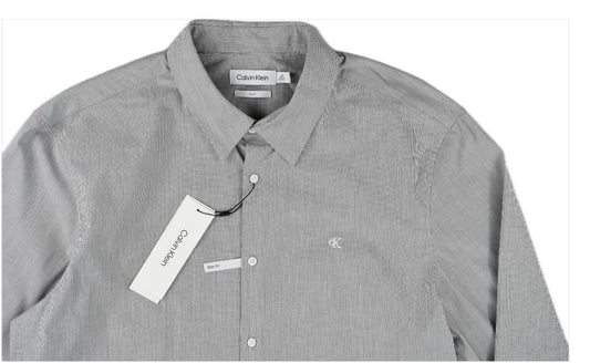 Calvin Klein Men's Slim-Fit Stretch Stripe Button-Down Shirt L $85  SP40588154