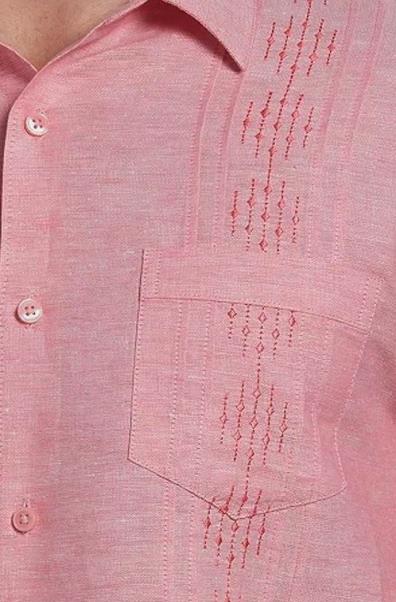 Cubavera Men Regular Fit Pink Short Sleeve Embroidered Casual Shirt L CUWSD050DS