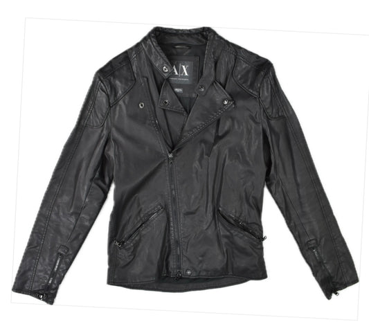 Armani Exchange (A|X) men's black biker MOTO jacket M