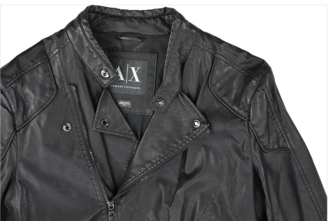 Armani Exchange (A|X) men's black biker MOTO jacket M