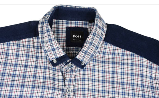 Hugo Boss Men's Regular Fit Cotton Corduroy Detail Shirt Size M New $198