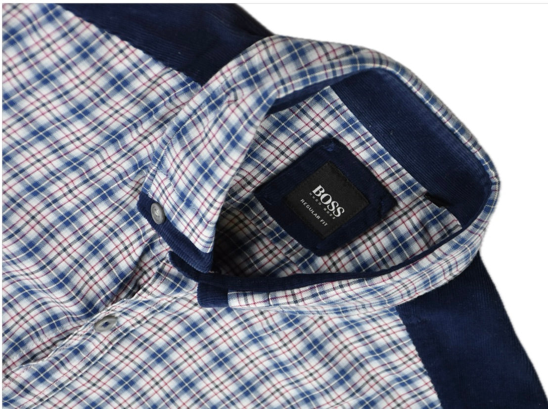 Hugo Boss Men's Regular Fit Cotton Corduroy Detail Shirt Size M New $198