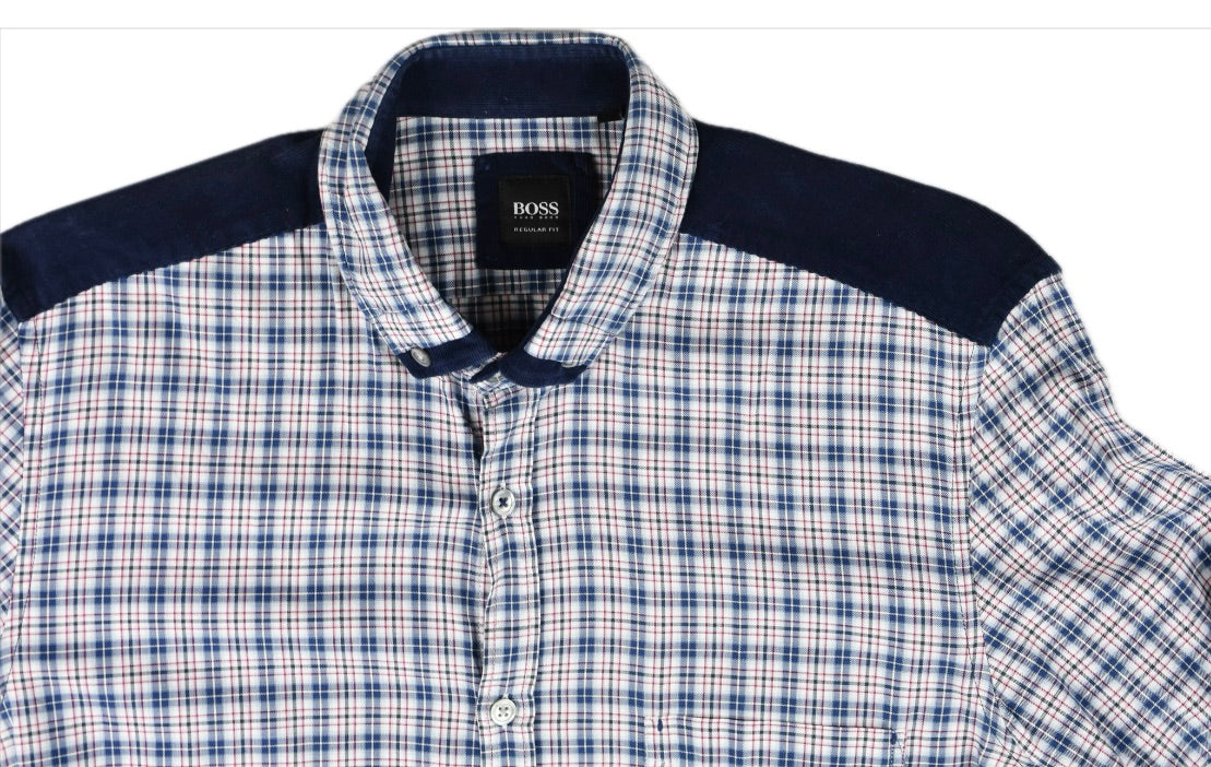 Hugo Boss Men's Regular Fit Cotton Corduroy Detail Shirt Size M New $198